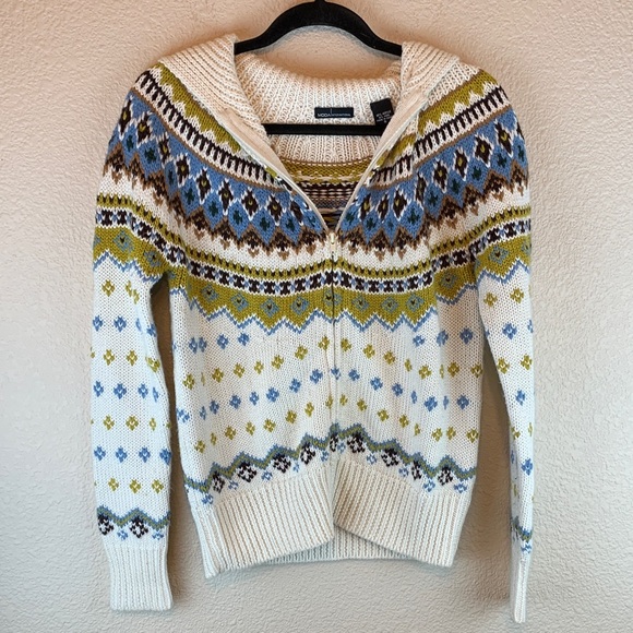 Moda International Multicolor Patterned Cardigan sz s wool blend knit colorful - Picture 1 of 9